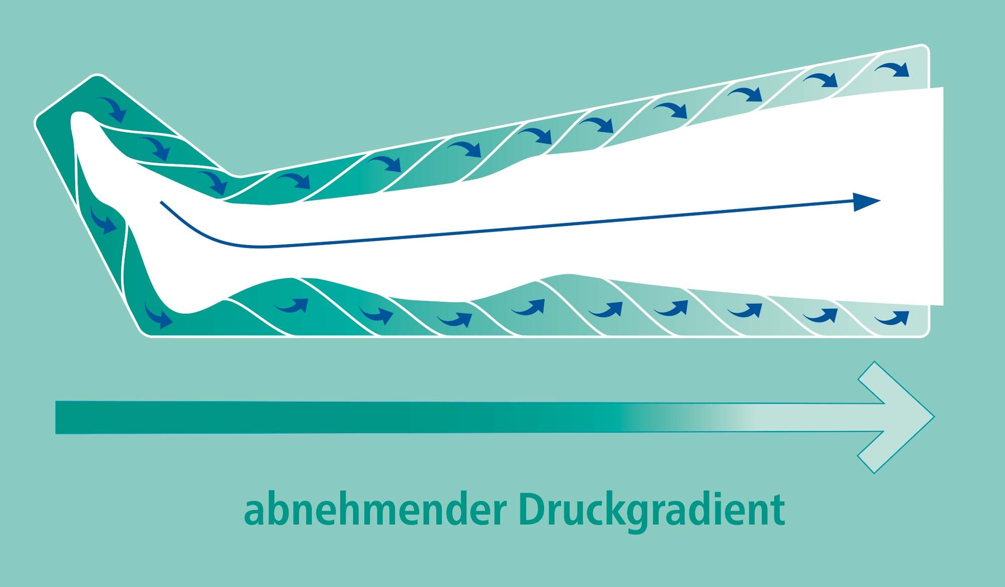Darstellung des Druckgradienten im lympha-mat System